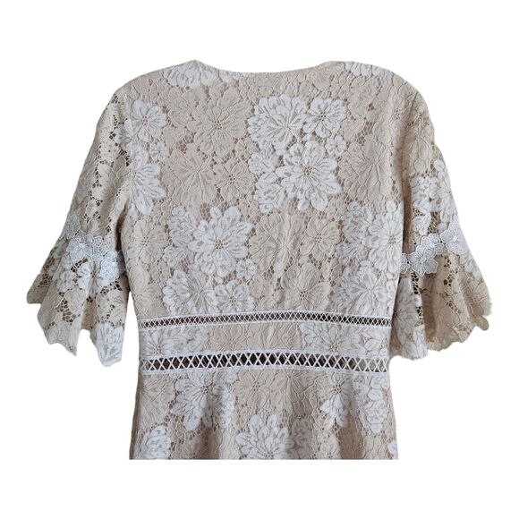 SAYLOR Women’s S Maggy Dress Ivory Beige Floral Lace Bridal Shower Wedding Lined - Picture 8 of 10